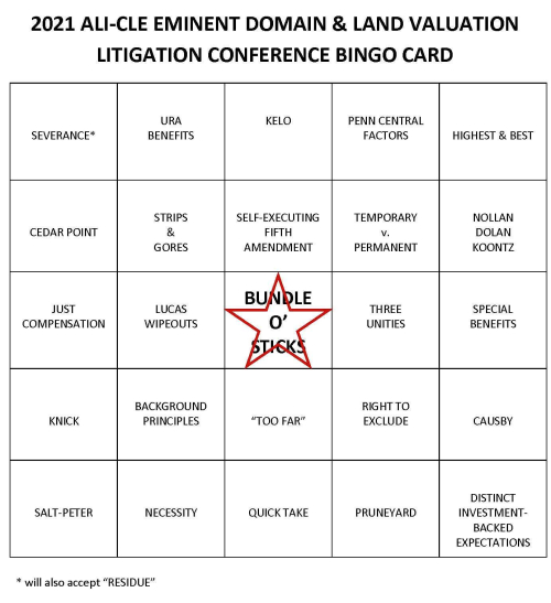 ALI-CLE 2021 Bingo card ALI-CLE 2021 Bingo card