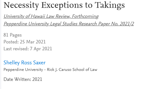 Screenshot_2021-04-12 Necessity Exceptions to Takings by Shelley Ross Saxer SSRN Screenshot_2021-04-12 Necessity Exceptions to Takings by Shelley Ross Saxer SSRN