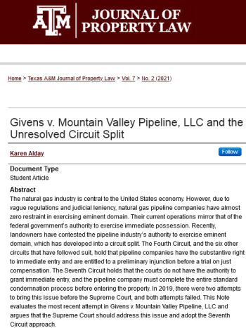 Screenshot 2021-07-26 at 09-25-52 Givens v Mountain Valley Pipeline LLC and the Unresolved Circuit Split Screenshot 2021-07-26 at 09-25-52 Givens v Mountain Valley Pipeline LLC and the Unresolved Circuit Split